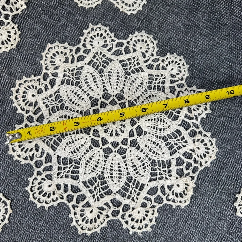 Vintage Handmade Crochet Lace Doilies Set of 7 Off White Round Floral 7in